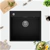 GM GranMaster GRANMASTER Magma Lavandino Cucina in Granito 1 vasca - Lavello Cucina in granito con sifone - Resistente agli urti e alle temperature - Facile da montare 53x50x20,4cm - Colore Nero