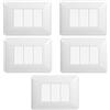 Electron Placca Compatibile Con Bticino Matix, Placche In Plastica di alta qualità (3 moduli - 5x, bianco)