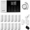 HUXGO® HXA005 Sistema di allarme casa senza fili con sirena WiFi + GSM | Antifurto casa kit con 1x sensori di allarme per finestre/portes, 12x rilevatori di movimento | Lavora con TUYA