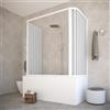 HDcasa HD CASA Box Sopravasca a Soffietto Modello Julia, 3 Ante con Pannelli Semitrasparenti, Profili Bianchi, Cabina Doccia Salvaspazio in PVC Made in Italy arredo bagno, 70x140x70 cm