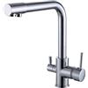 EGTink Rubinetto da cucina 3 vie,Miscelatore Cucina Girevole a 360°,3 in 1 Rubinetteria da Cucina,Rubinetto di lavello Cucina con 2 uscite,Rubinetteria Cucina Acciaio Inox (Croma)
