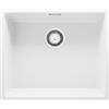 PRIMAGRAN Lavello sottotop Bianco 56x47cm, Lavandino in Granito a 1 vasca + Sifone Classico, Lavabo da Cucina al Mobile 60cm - London S298
