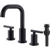 TRUSTMI Rubinetti diffusi per lavabo da bagno a 2 maniglie da 20 cm rubinetti da bagno in ottone a 3 fori con linee di alimentazione idrica cUPC e gruppo di scarico pop-up, nero opaco