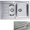 VBChome Lavello da incasso in acciaio inox, 79 x 50 cm, struttura satinata, con foro per rubinetto, sgocciolatoio sinistro, lavello da cucina da campeggio, 1,5 vasche di scarico