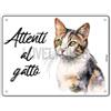 Lovelytiles Cartello Attenti Al Gatto 15 X 20 Cm,Facile da installare, per Uso Interno o Esterno,Resistente UV,Resistente alle intemperie, Decorazioni Per La Casa