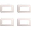 ZOREI 4 Pezzi Placche Compatibile Con Bticino Matix, Placche In Plastica (4 Posti/Moduli,Bianco)