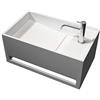 Bernstein Lavabo sospeso PB2078 di pietra artificiale (Solid Stone) con porta asciugamani integrato - 50 x 30 x 22 cm - bianco opaco