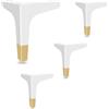 MZZHEDIE 4 Pezzi Gambe per Mobili,Piedini Mobili Triangolo,Gambe per Mobili in Metallo,Piedi di Ricambio Triangolari in Metallo DIY,per Armadi,Tavolini,Mobili TV,Comodini,Bianco+Oro (8cm/3in)