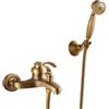 LAKKOAKOAA Rubinetto Vasca Da Bagno Miscelatore Vasca Da Bagno Antico Vintage Stile Ottone Monocomando, Rubinetto Doccia Da Muro Con Doccetta E Flessibile Doccia Da 1,5 M, Bronzo