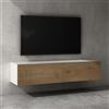 doporro Mobile Porta TV Sospeso 140 cm con 2 Ante Bianco Opaco e Marrone Chiaro, Credenza Bassa da Soggiorno Salotto, Madia Consolle Bicolore per TV Fernsehschrank02