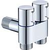 RANRAO Valvola di Controllo 1 in 2 Fuori - Rubinetto da Bagno Con Doppia Maniglia per Bidet - Facile da Montare, G1/2