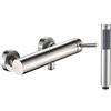 Gx Rubinetto Vasca Bagno, Miscelatore Monocomando Esterno Per Vasca/doccia, Con Doccetta E Tubo Flessibile Doccia Da 1.5M Vasca Da Bagno Miscelatore a Parete, Materiale In Acciaio Inox, Spazzolato