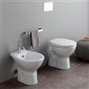 Kiamami Valentina - Coppia di Sanitari a Terra Distanziati | WC e Bidet in Ceramica | Scarico a Pavimento | Design Tradizionale, Bianco A Terra