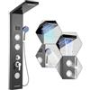 Fiqops Pannello doccia in acciaio inox con rubinetto, 5 funzioni con indicatore di temperatura a LED, pioggia e cascata, ugelli massaggianti, doccetta e beccuccio per vasca da bagno, pannello doccia