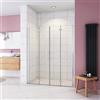 AICAit Box Doccia in Linea per Nicchia 195 cm Doppia Porta Battente 4 Ante Pieghevoli Saloon Vetro Temperato 6 mm Anticalcare 135 cm (1318-1358 mm)
