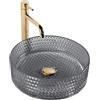 Rea - Lavabo Da Appoggio Cristal Nero Lavabo Bagno 355 X 355 X 115 mm Vetro (Nero)