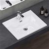 doporro Lavabo Integrale a Incasso Soprapiano 60x48x12 cm Rettangolare in Marmoresina Bianco Lucido, Lavabo Bagno da Appoggio con Foro Rubinetto e Troppopieno Colossum02