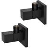Inbagno Coppia di valvole d'arresto nero opaco con attacchi 1/2"G x 3/8"G, design squadrato con leva di comando e connessioni standard