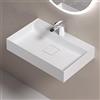 doporro Lavabo Bagno Sospeso 60 cm Rettangolare in Resina Bianco Opaco con Vasca Integrata a Sinistra e Piletta Inclusa - Colossum630
