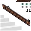 Hebitod - Corrimano in legno di pino, 80 cm, ringhiera per scale in legno antiscivolo con supporti a parete e materiale di montaggio, ringhiera per scale e balcone, marrone