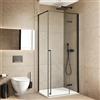 Inbagno Box Doccia Angolare 70x90 Cm (H 200) Linea Nylo Porta Battente Con Lato Fisso Cristallo 6 Mm Trasparente Profilo Nero