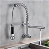 ZYCDP Rubinetto Cucina a Muro Solo acqua Fredda con Molla, Rubinetto Lavello Cucina con Doccetta Estraibile a Molla Miscelatore Cucina Ottone Cromo