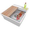 PRIMAGRAN Lavello da Cucina al Mobile 50cm + Kit di scarico, 48x53cm | Set: Kit di scarico (sifone, piletta, troppopieno) + Lavandino in Granito a 1 Vasca - Oslo Pocket, Bianco