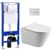 Teal Home Set completo per WC sospeso, con cassetta di risciacquo a incasso, piastra di comando per WC, senza odori, con sistema di abbassamento automatico Soft-Close, coperchio UF, con rivestimento Nano