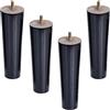 zcru004 Angolo Retto Gambe per Mobili Legno,Piedini per Tavolino Divano in Legno Massello,con Filettatura M10,per Divano Armadio Tavolo Sedie Nero 4 Pezzi (10cm)