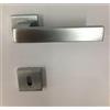 effedielle MANIGLIA PER PORTA MOD. SPIGOLA IN MARITECH CROMATO SATINATO, FORO PATENT, COMPLETA PER UNA PORTA DENTRO+FUORI, ROSETTA QUADRA mm45X45 CON MOLLA DI RITORNO