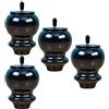 zcru004 Tipo Zucca Piedini per Mobili in Legno Gambe per Mobili Cabinet Piedi del Divano Tavolo Letto Armadio Armadietto Guardaroba M10 Bullone,Nero 4 Pezzi (10cm)