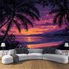 ANALTIRCE Carta Da Parati Effetto 3D Astratto Tramonto Palme 430×300cm Fotomurali Non Tessuto, Montagne Oceani Decorazione Poster Arte Murale Moderna per Casa Ufficio Camera Da Letto Soggiorno Viola