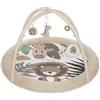 MoMi LUANI Arco gioco con tappeto per gattonare, Ø 72 cm (interno), bordo alto 10 cm, 6 giocattoli lavabili: specchio, giocattolo che squittisce, giraffa di peluche con sonaglio, due massaggiagengive