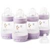 MAM Biberon anti-coliche Easy Start | Confezione da 4 (4 x 160 ml) | Biberon autosterilizzante | Tettarelle MAM a flusso lento misura 1 + 1 tettarella flusso medio misura 2 | rosa (vari disegni)