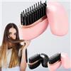 XJQ Mini Hair Straightener, Mini Hair Straightener, 2-In-1 Cordless Hair Comb, 3-Speed Temperature Control, Fast Heating For Home & Travel (Pink)