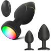 ANGKKY Anal Plug vibratore con 3 pezzi di plug anale, plug anale vibrante con 10 modalità - Plug anale con telecomando a luce LED colorata, giocattoli e giochi sessuali per adulti(Y1-D)