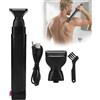 Vulaop Rasoio per schiena da uomo, rasoio elettrico con manico telescopico da 46 cm e testa regolabile, ricaricabile USB, 2 in 1 con testa larga e rifinitore di precisione per schiena, petto, addome, spalle