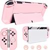 DLseego Custodia protettiva compatibile con controller Joy-Con OLED Nintendo Switch Nuovo modello 2021 con pellicola protettiva in vetro e 4 simpatici tappi per pollice, cover antigraffio per la pelle