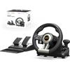 PXN V3 PRO Racing Wheel, 180 Degree Universal USB Car Sim Race Steering Wheel with Pedals for PS3, PS4, Xbox One, Xbox Series X|S, Switch - Nero