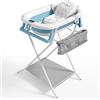JUPPLIES Vaschetta Bagnetto Neonato Pieghevole con Cuscino Ergonomico e Termometro Digitale - Vasca Bagnetto Neonato Salvaspazio Antiscivolo - Facile da Riporre (Blu, Con Supporto)