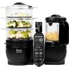 Babymoov Nutribaby(+) XL - Grande capacità 2,9 L - Fino a 14 pasti in 1 ciclo, 6 funzioni in 1-2 cestini a vapore, diversificazione alimentare, frullatore fornello per bambini, nero