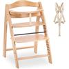 hauck Seggiolone Pappa in Legno Arketa - Seggiolone Evolutivo (Legno Certificato FSC®) dai 6 Mesi - Sedia per Bambini Regolabile, con Barra di Sicurezza e Cintura a 5 Punti - (Faggio)