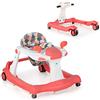 GYMAX Girello per Bambini, Design 2 in 1, con Sedile Regolabile e Ruote Universali, Girello Dotato di Illuminazione e Musica per Bambini dai 6 a 18 Mesi, 73 x 59,5 x 50,5cm (arancione)