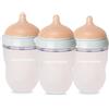 HappyMami, Set 3 Biberon su Misura con Tettarella in Silicone Medico, senza BPA, doppio Sistema Anticolica, Lavabile in Lavastoviglie, adatto a ogni tipo di Allattamento (Turchese 250 ml)