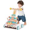 COSTWAY Carrello Primi Passi, Spingitore Evolutivo Regolabile in Altezza, con Xilofono, Blocchi Scorrevoli e Perline Mobili, Girello per Bambini in Legno, Centro Attività, per Bambini 1+ Anni