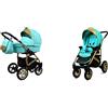 BabyLux Gold Lux Passeggino 2in1 Deep e Passeggino con Accessori Regolabile e Pieghevole Costruzione in Alluminio Leggero 2 Opzioni di Montaggio Ruote Impenetrabili Mint Gold Frame