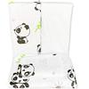 CANGOO CARE CangooCare© Pram Set Lenzuola 4 Pezzi Per Carrozzina, Navicella Neonato, 100% Cotone Oeko-Tex, 2 Lenzuola Con Angoli, 1 Lenzuolo Di Sopra, 1 Federa, Panda