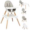 COSTWAY 4 in 1 Seggiolone Pappa, Seggiolone Evolutivo per Neonati Convertibile, con Cintura di Sicurezza, Vassoio Rimovibile, per Bambini 6-36 Mesi (Grigio)