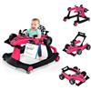 COSTWAY Girello per Bambini 4 in 1, Girello Pieghevole con Altezza e Velocità Regolabili, Carillon con Luci, Volante, Primi Passi per Bambini 6-18 Mesi, Portata 12 kg (Profondo Rosso)