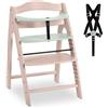 hauck Seggiolone Pappa in Legno Arketa - Seggiolone Evolutivo (Legno Certificato FSC®) dai 6 Mesi - Sedia per Bambini Regolabile, con Barra di Sicurezza e Cintura a 5 Punti - (Whitewashed Menta)